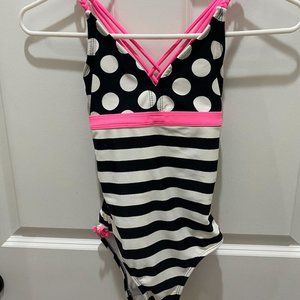 So Girls Bathing Suit One Piece Black And Pink
